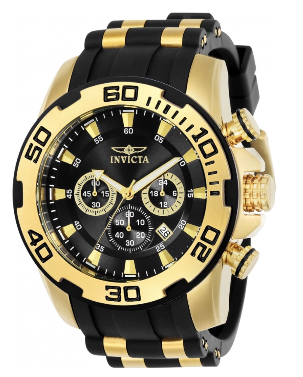 skat enkel fodbold Invicta Men's Pro Diver Scuba 50mm Gold Tone Stainless Steel and Silicone  Chronograph Quartz Watch, Black/Gold (Model: 22340) – Daphinium