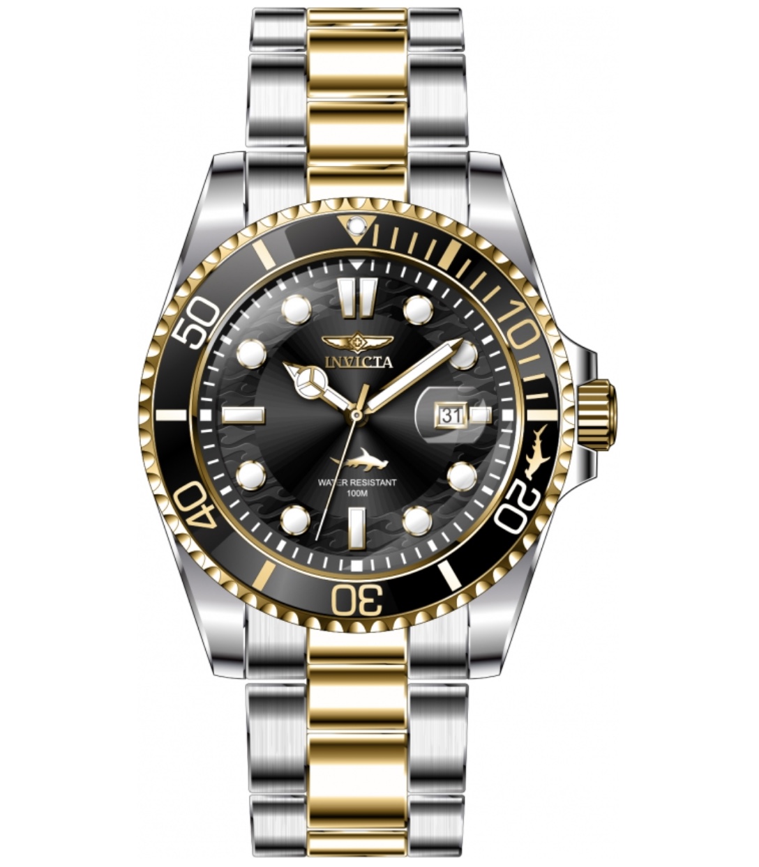 Invicta Pro Diver Orologio Uomo Quarzo 30023, Cassa Acciaio 43mm, Quadrante Nero, Cinturino Acciaio, 10 Bar